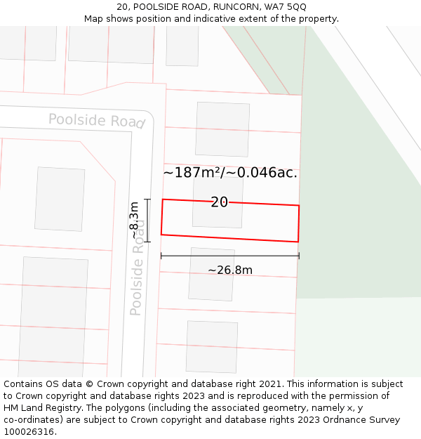 20, POOLSIDE ROAD, RUNCORN, WA7 5QQ: Plot and title map