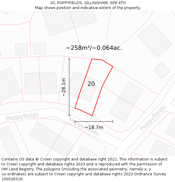 20, POPPYFIELDS, GILLINGHAM, SP8 4TH: Plot and title map