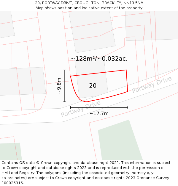 20, PORTWAY DRIVE, CROUGHTON, BRACKLEY, NN13 5NA: Plot and title map