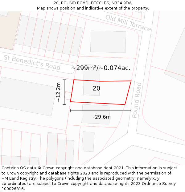 20, POUND ROAD, BECCLES, NR34 9DA: Plot and title map