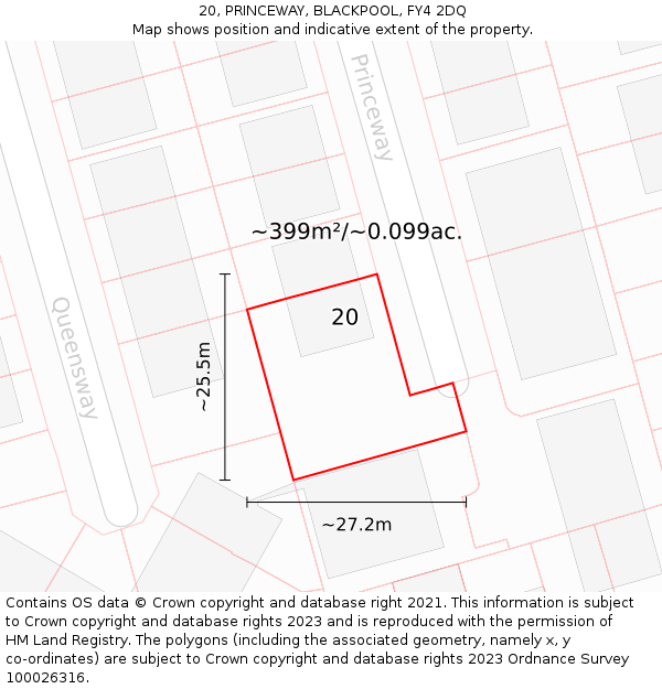 20, PRINCEWAY, BLACKPOOL, FY4 2DQ: Plot and title map