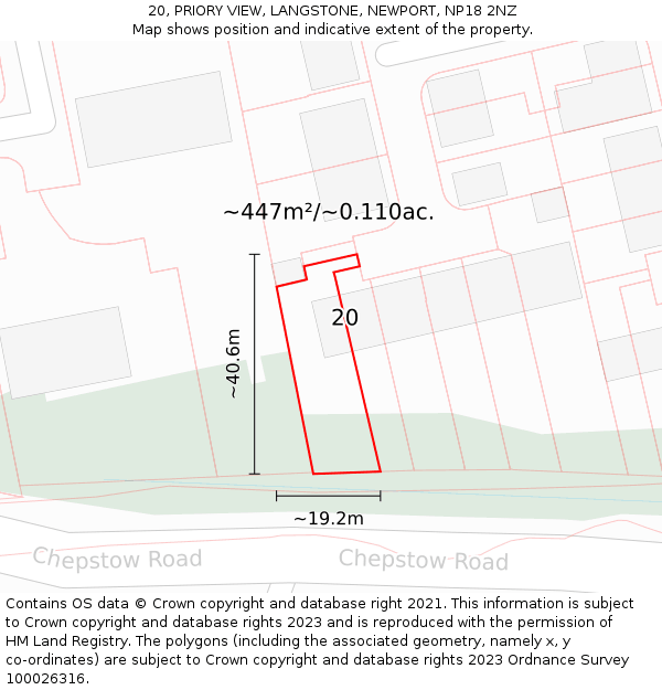 20, PRIORY VIEW, LANGSTONE, NEWPORT, NP18 2NZ: Plot and title map
