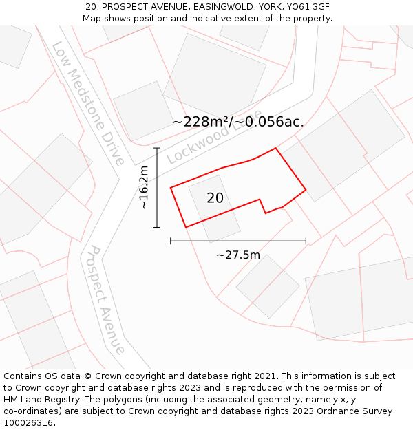 20, PROSPECT AVENUE, EASINGWOLD, YORK, YO61 3GF: Plot and title map