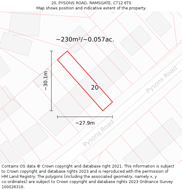 20, PYSONS ROAD, RAMSGATE, CT12 6TS: Plot and title map