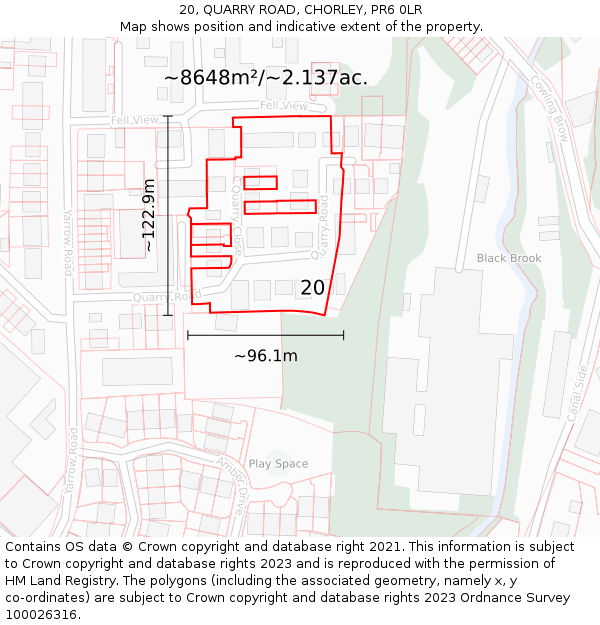 20, QUARRY ROAD, CHORLEY, PR6 0LR: Plot and title map