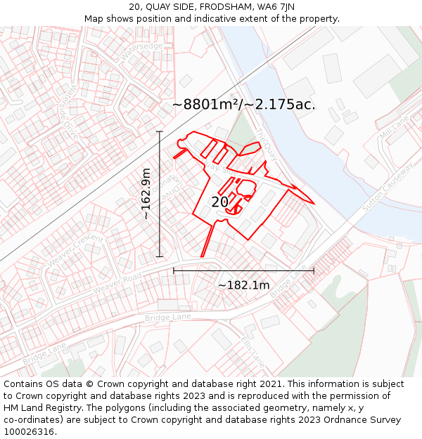20, QUAY SIDE, FRODSHAM, WA6 7JN: Plot and title map