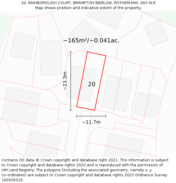 20, RAINBOROUGH COURT, BRAMPTON BIERLOW, ROTHERHAM, S63 6LR: Plot and title map