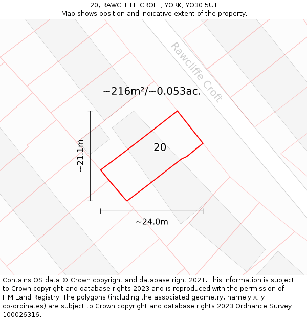 20, RAWCLIFFE CROFT, YORK, YO30 5UT: Plot and title map
