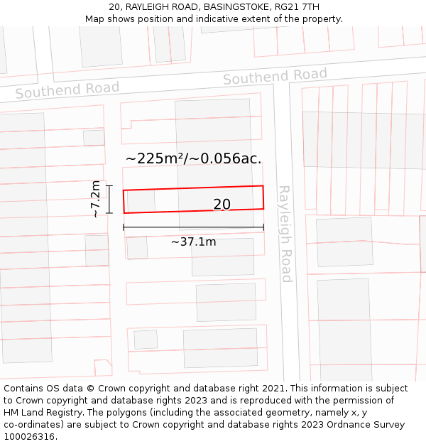 20, RAYLEIGH ROAD, BASINGSTOKE, RG21 7TH: Plot and title map