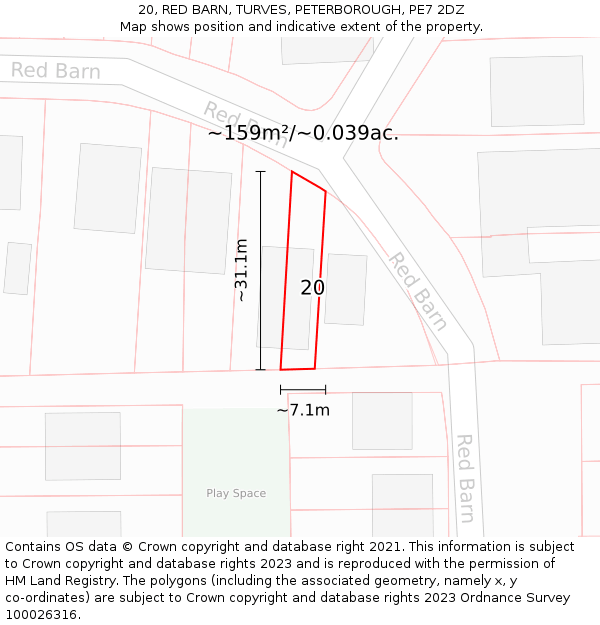 20, RED BARN, TURVES, PETERBOROUGH, PE7 2DZ: Plot and title map