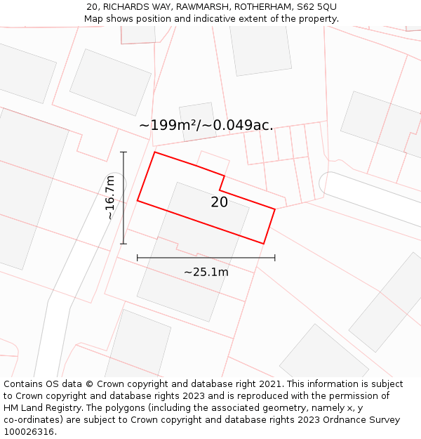 20, RICHARDS WAY, RAWMARSH, ROTHERHAM, S62 5QU: Plot and title map
