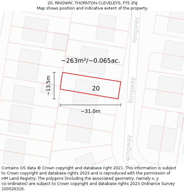 20, RINGWAY, THORNTON-CLEVELEYS, FY5 2NJ: Plot and title map