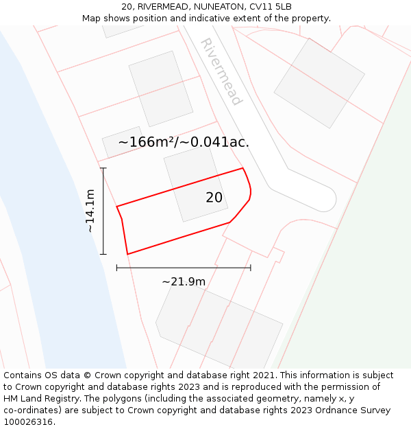 20, RIVERMEAD, NUNEATON, CV11 5LB: Plot and title map