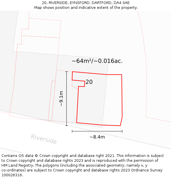 20, RIVERSIDE, EYNSFORD, DARTFORD, DA4 0AE: Plot and title map