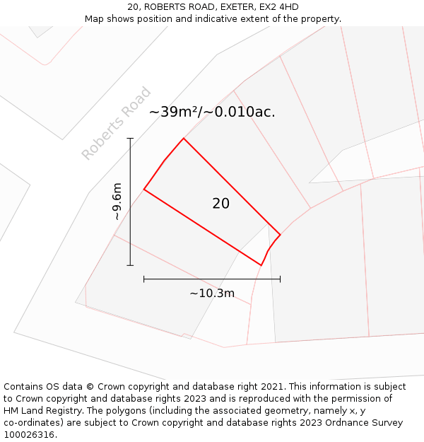 20, ROBERTS ROAD, EXETER, EX2 4HD: Plot and title map