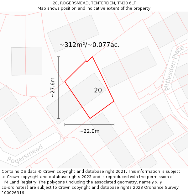 20, ROGERSMEAD, TENTERDEN, TN30 6LF: Plot and title map
