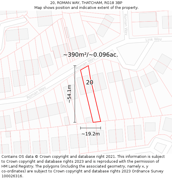 20, ROMAN WAY, THATCHAM, RG18 3BP: Plot and title map