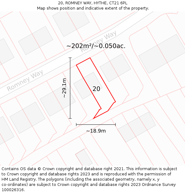 20, ROMNEY WAY, HYTHE, CT21 6PL: Plot and title map
