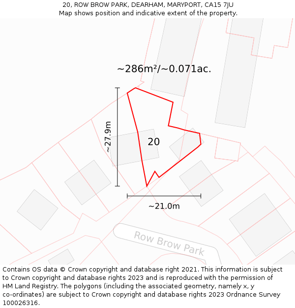 20, ROW BROW PARK, DEARHAM, MARYPORT, CA15 7JU: Plot and title map