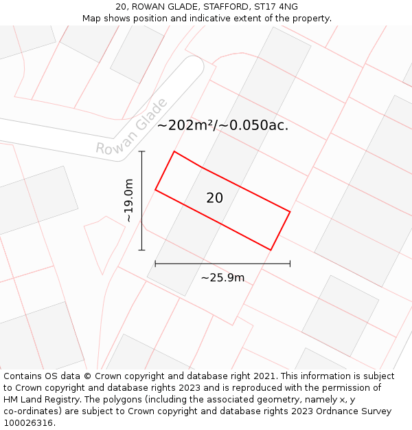 20, ROWAN GLADE, STAFFORD, ST17 4NG: Plot and title map