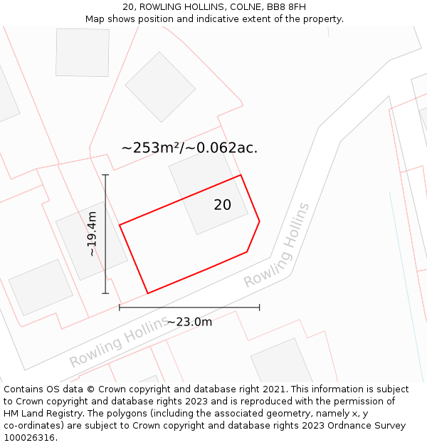 20, ROWLING HOLLINS, COLNE, BB8 8FH: Plot and title map