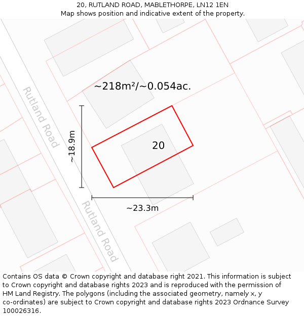 20, RUTLAND ROAD, MABLETHORPE, LN12 1EN: Plot and title map