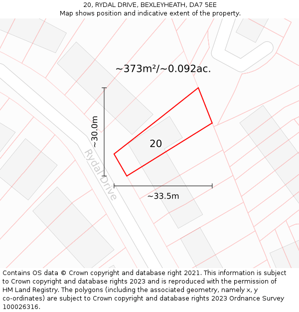 20, RYDAL DRIVE, BEXLEYHEATH, DA7 5EE: Plot and title map