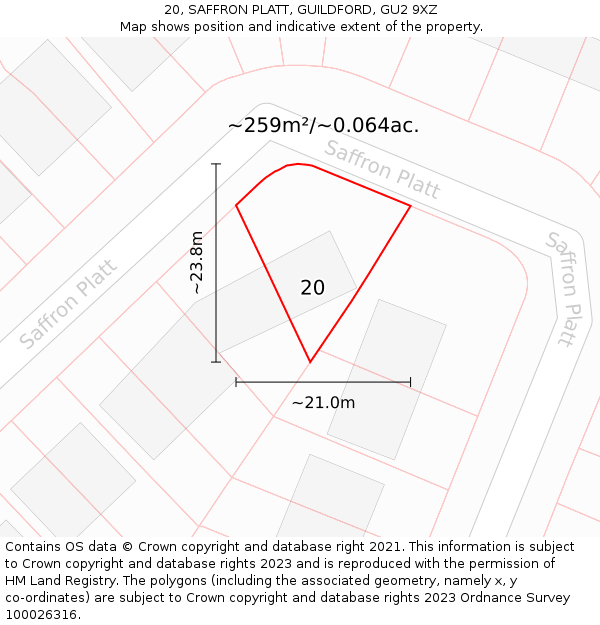20, SAFFRON PLATT, GUILDFORD, GU2 9XZ: Plot and title map