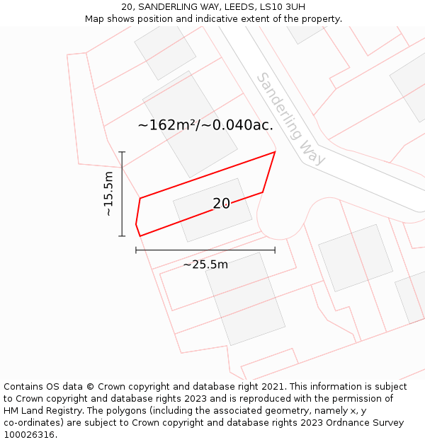 20, SANDERLING WAY, LEEDS, LS10 3UH: Plot and title map
