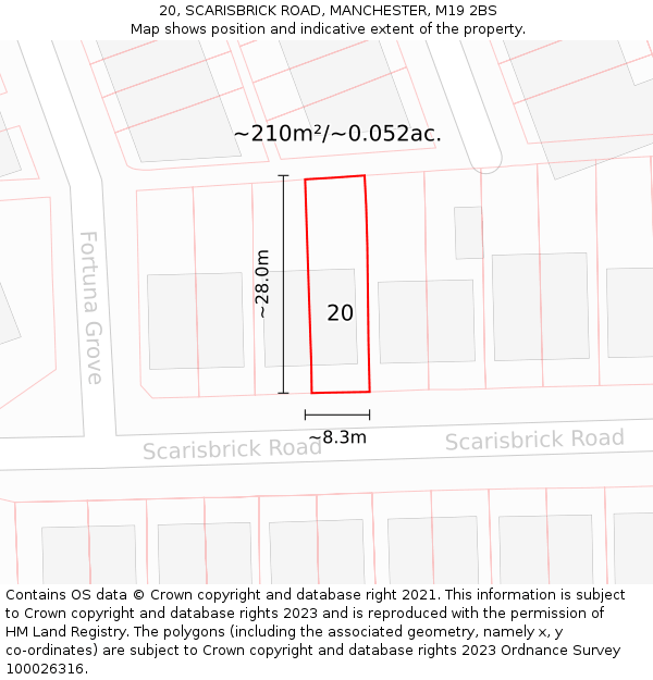 20, SCARISBRICK ROAD, MANCHESTER, M19 2BS: Plot and title map