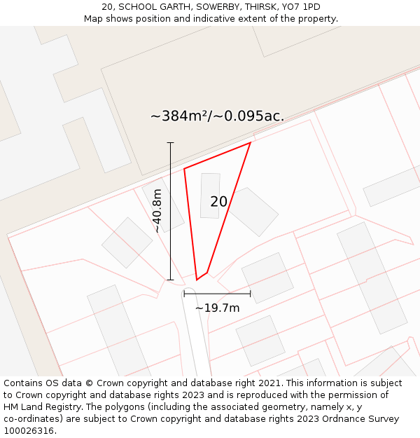 20, SCHOOL GARTH, SOWERBY, THIRSK, YO7 1PD: Plot and title map