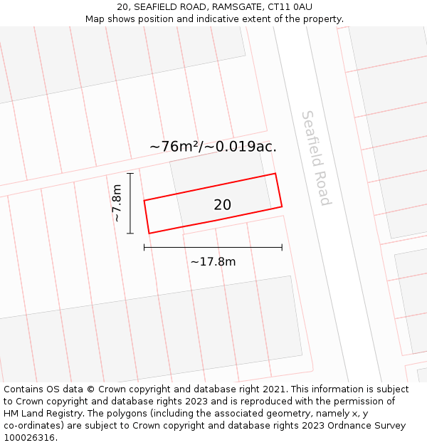 20, SEAFIELD ROAD, RAMSGATE, CT11 0AU: Plot and title map