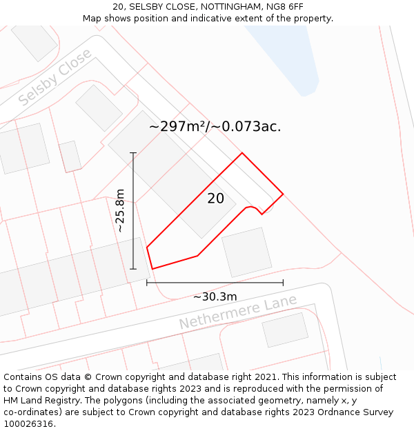 20, SELSBY CLOSE, NOTTINGHAM, NG8 6FF: Plot and title map