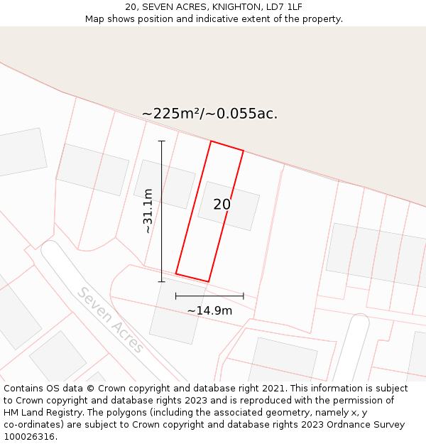 20, SEVEN ACRES, KNIGHTON, LD7 1LF: Plot and title map