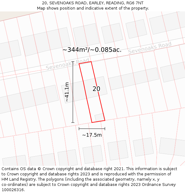 20, SEVENOAKS ROAD, EARLEY, READING, RG6 7NT: Plot and title map