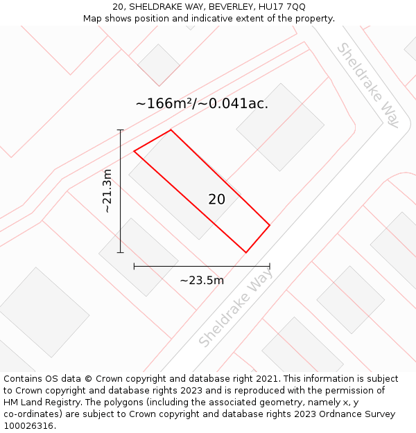 20, SHELDRAKE WAY, BEVERLEY, HU17 7QQ: Plot and title map