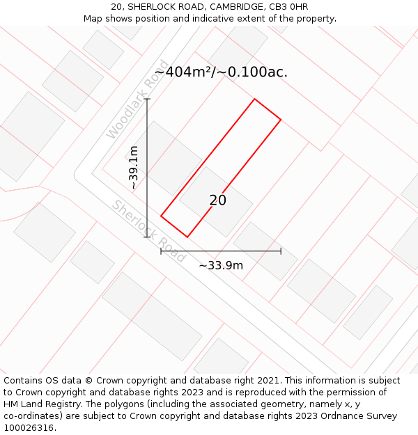 20, SHERLOCK ROAD, CAMBRIDGE, CB3 0HR: Plot and title map