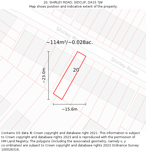 20, SHIRLEY ROAD, SIDCUP, DA15 7JW: Plot and title map