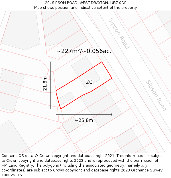20, SIPSON ROAD, WEST DRAYTON, UB7 9DP: Plot and title map