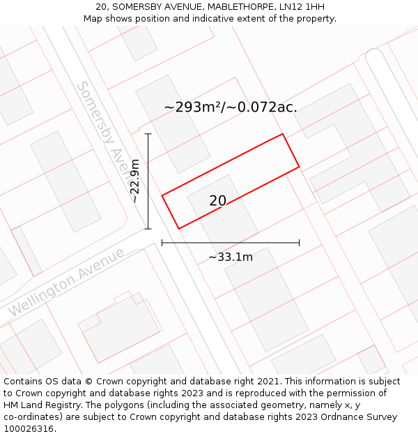 20, SOMERSBY AVENUE, MABLETHORPE, LN12 1HH: Plot and title map