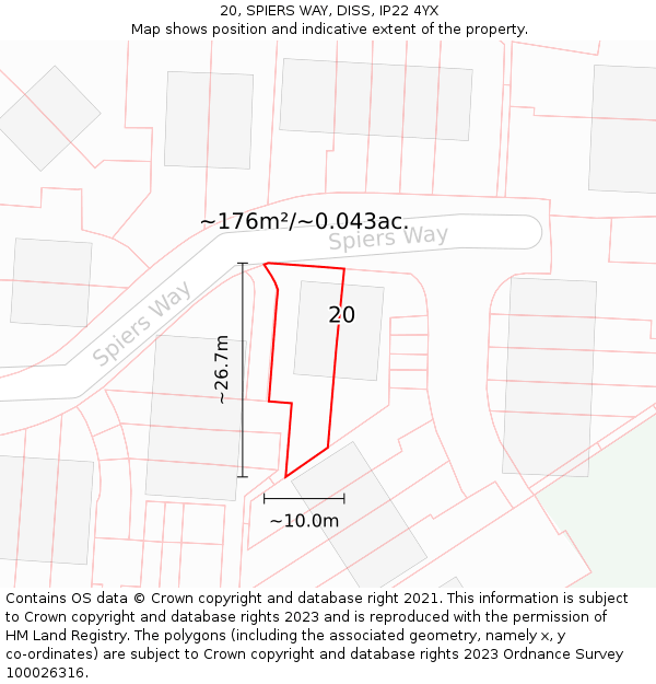 20, SPIERS WAY, DISS, IP22 4YX: Plot and title map