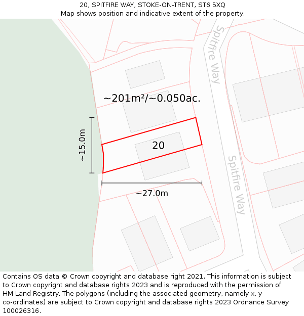 20, SPITFIRE WAY, STOKE-ON-TRENT, ST6 5XQ: Plot and title map