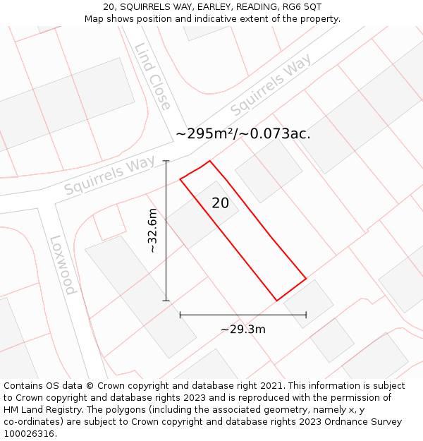 20, SQUIRRELS WAY, EARLEY, READING, RG6 5QT: Plot and title map