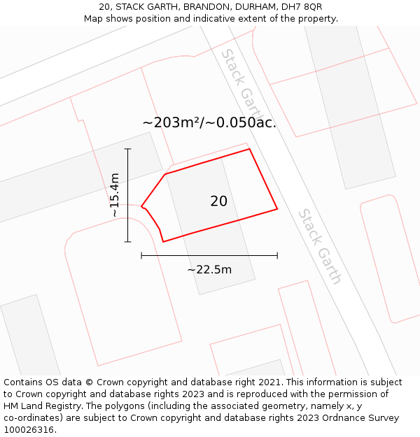 20, STACK GARTH, BRANDON, DURHAM, DH7 8QR: Plot and title map