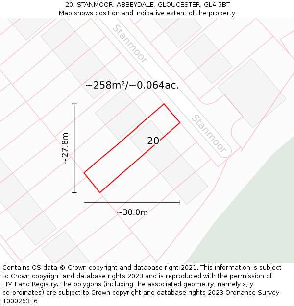 20, STANMOOR, ABBEYDALE, GLOUCESTER, GL4 5BT: Plot and title map
