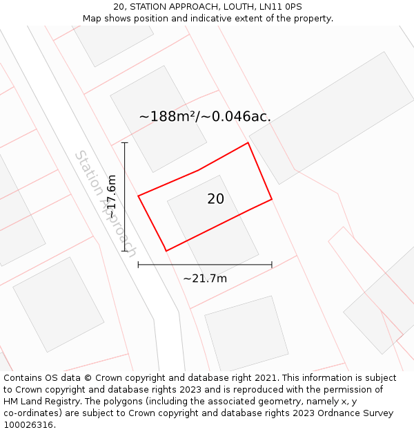 20, STATION APPROACH, LOUTH, LN11 0PS: Plot and title map
