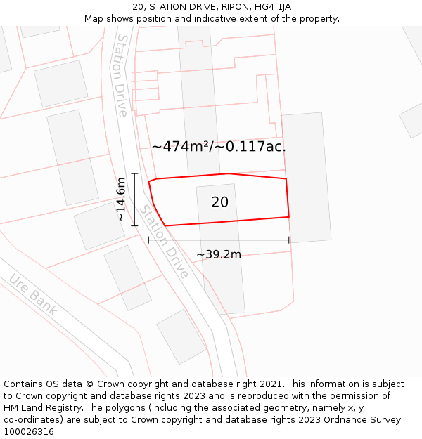 20, STATION DRIVE, RIPON, HG4 1JA: Plot and title map