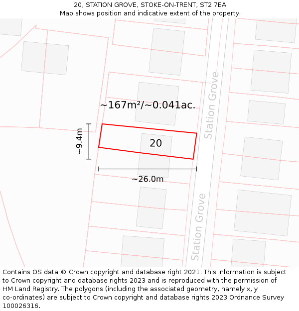 20, STATION GROVE, STOKE-ON-TRENT, ST2 7EA: Plot and title map