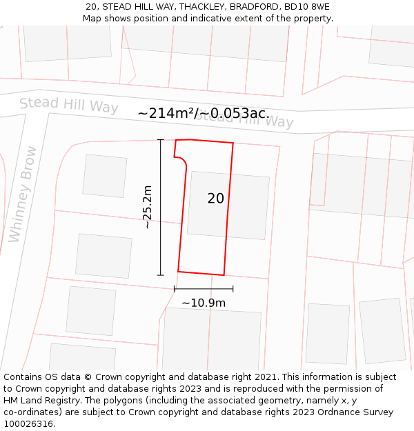 20, STEAD HILL WAY, THACKLEY, BRADFORD, BD10 8WE: Plot and title map