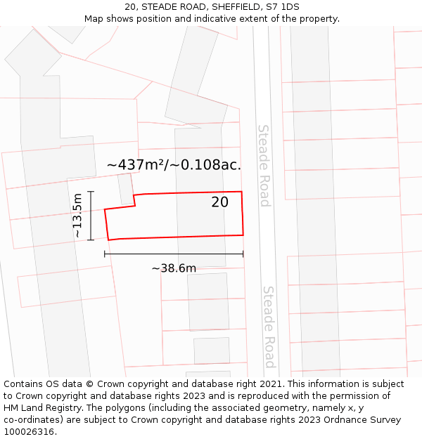 20, STEADE ROAD, SHEFFIELD, S7 1DS: Plot and title map